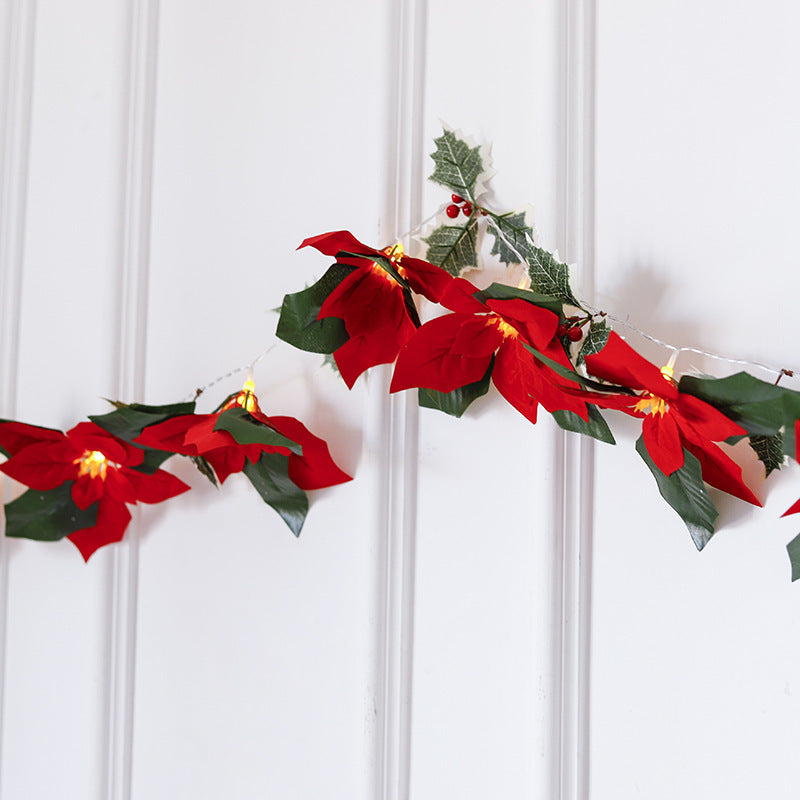 Luces De Navidad Led De Primer Grado Con Flores Rojas Y Frutas Rojas Para La Decoración Del Hogar