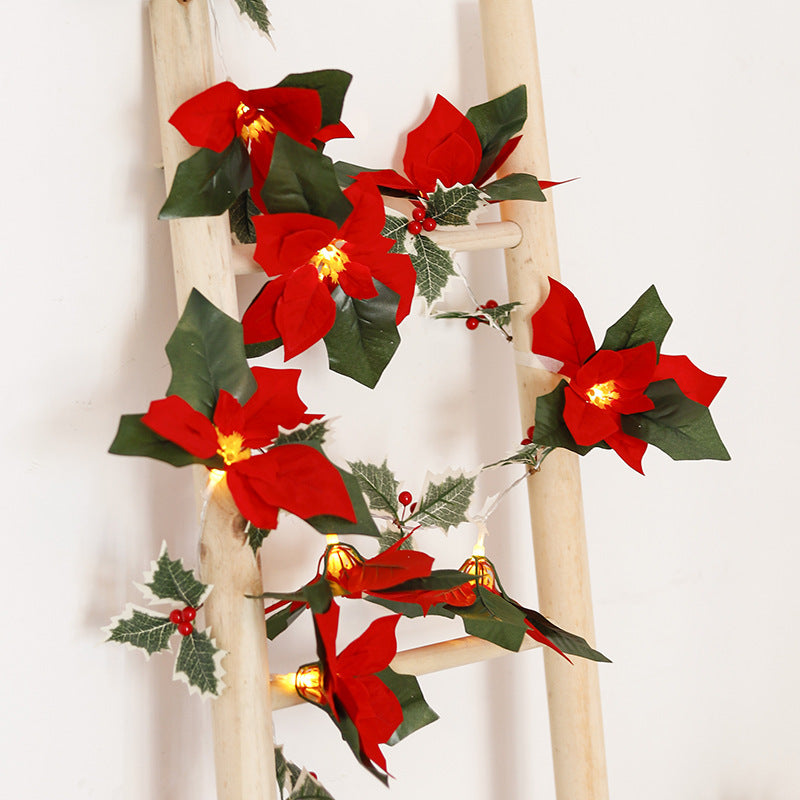 Luces De Navidad Led De Primer Grado Con Flores Rojas Y Frutas Rojas Para La Decoración Del Hogar