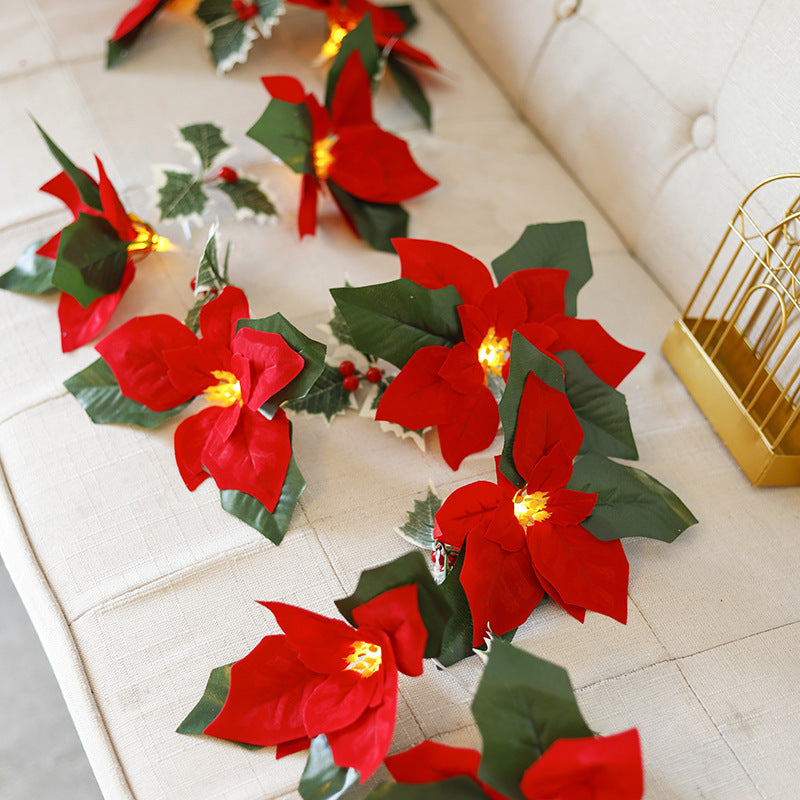 Luces De Navidad Led De Primer Grado Con Flores Rojas Y Frutas Rojas Para La Decoración Del Hogar